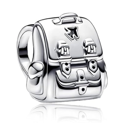 S925 Sterling Silver Cute Bead Charm for Pandora Bracelets and Necklaces | Lucky Clover Cute Animal Pink Bow Cherry Butterfly Pendant Bead Charms Jewelry Making Gifts for Women Valentines Mother's Day - style: Mini Backpack Bead Charm