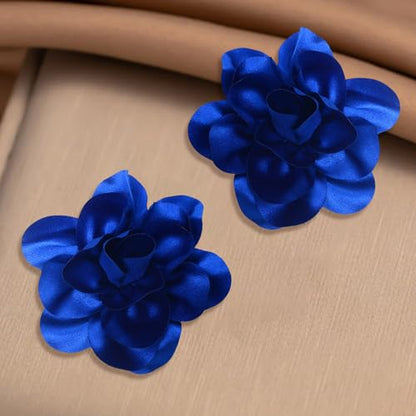 2Pack 6inch Extra Large Satin Brooches Lapel Pins Dainty Elegant Fabric Camellia Rose Flower Brooch Pin for Women Wedding Part Dance Clothes Accessories Jewelry - color: Royalblue