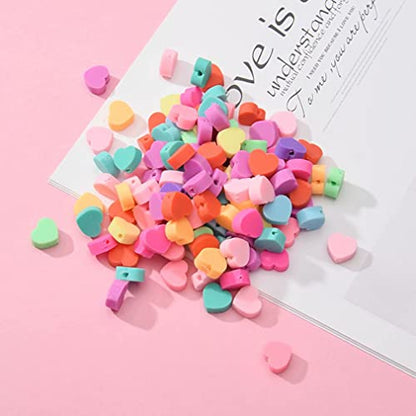 100pcs Mixed Heart Polymer Clay Spacer Beads for Women Jewelry Making DIY Bracelet Necklace Hair Clip Accessories Valentine's Day Gift (Heart) - color: Heart