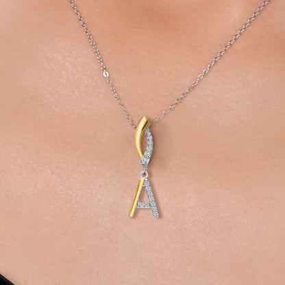 Gem Stone King Initial Pendant Necklace Letter A to Z Alphabet | 10K Yellow Gold and 925 Sterling Silver | White Lab Grown Diamond | Gift Women Mother's Day Wife Mom Girlfriend Anniversary Birthday | - style: Initial A