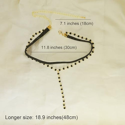 MOMOCAT Lace Choker Necklace for Women Bridal 90s Gothic Tatoo Choker Collar Kawaii Chocker Necklace Flower Ribbon Lolita Accessories - color: black and gold