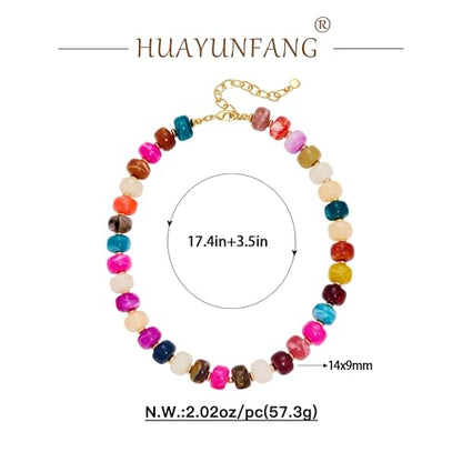 Chunky Beads Necklace for Women Trendy Gold Puffy Heart Choker Necklace Colorful Resin Beaded Heart Pendant Necklaces Statement Jewelry - color: Round-Colorful
