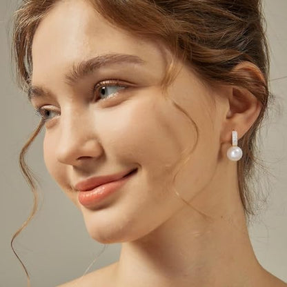 Pearl Earrings for Women 14K Gold Plated Hypoallergenic Pearl Earrings 5A Cubic Zirconia Dangle Earrings Elegant Jewelry - color: 6-Gold