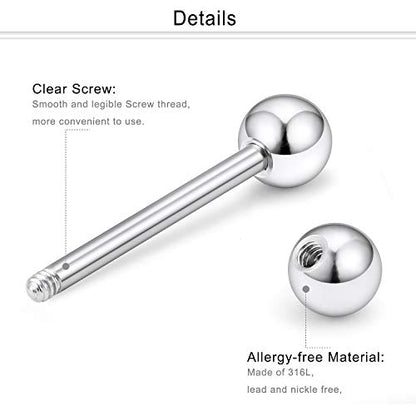 316L Surgical Steel Chain Dangle Nipple Shield Rings 14G Nipplering Barbell Piercing Jewelry for Women Men - color: Silver-tone/4Pr