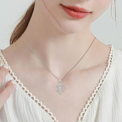 Sterling Silver Pendant Necklace Charms Hypoallergenic Fashion Jewelry Dainty Valentines Day Birthday Gift for Women - style: Infinity