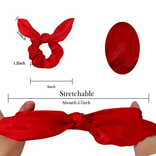 Ondder Hair Scrunchies Set - 15 Pcs Cute Bow Scrunchies, Elastic Hair Ties & Ponytail Holders for Women, Girls & Kids - Red - color: Red