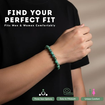 Cherry Tree Collection Tigers Eye Bracelets Plus Over 40 Other Stones – Gemstone Beads for Men & Women, Promotes Protection, Courage, Focus, Balance & Luck – Available in S, M, L with 8mm Round Beads - color: African Turquoise, size: Small