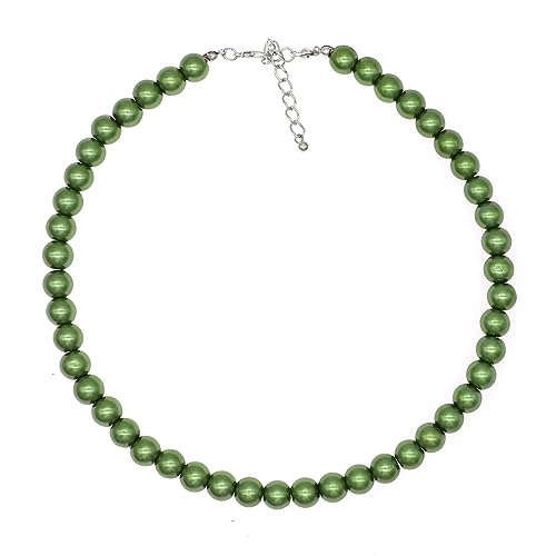 Long Simulated 10mm AAA Pearl Strand Necklace for Women Multicolor Pearl Choker Necklace 1920s Pearl Statement Necklace Costume Jewelry - color: 10mm Green