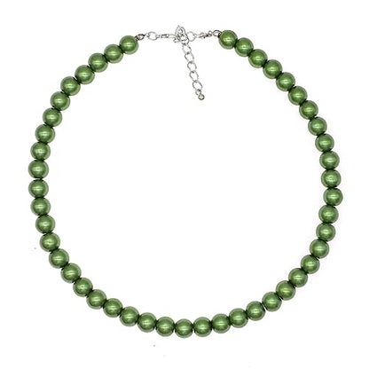 Long Simulated 10mm AAA Pearl Strand Necklace for Women Multicolor Pearl Choker Necklace 1920s Pearl Statement Necklace Costume Jewelry - color: 10mm Green