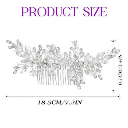 Evild Wedding Hair Clips Silver Rhinestone Bridal Headpiece Prom Hair Accessories for Women - color: Silver