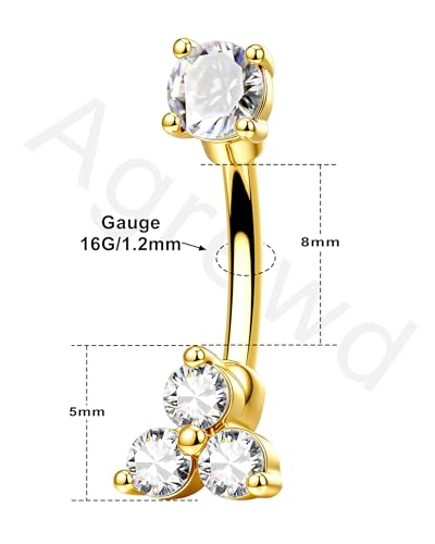 Minimalist Rook Piercing Jewelry, 16G Eyebrow Rook Earrings for Women, Stainless Steel Vertical Helix Lobe Earrings 6/8MM - color: YG-8MM