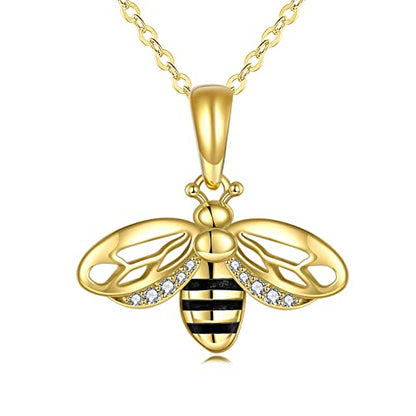 VONALA Gold Bee Pendant Necklace 925 Sterling Silver Bumblebee Jewelry Birthday Gifts for Women Daughter - style: Bee