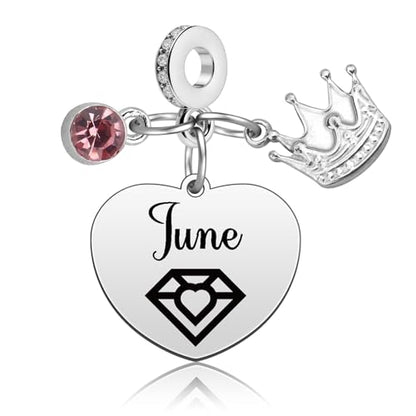 Birthday Gifts for Women Birthstone Charms for Bracelets Necklaces Jewelry Gift for Mom Wife Daughter Granddaughter Niece Sister Girlfriend - color: June