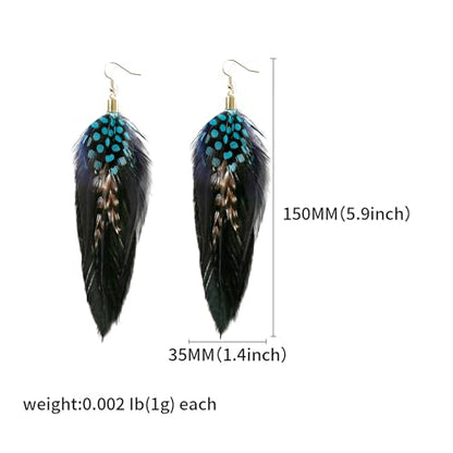 Bohemian Feather Dangle Earrings for Women with Shell Beads Long Tassel Design Drop Earrings - style: Style-Blue