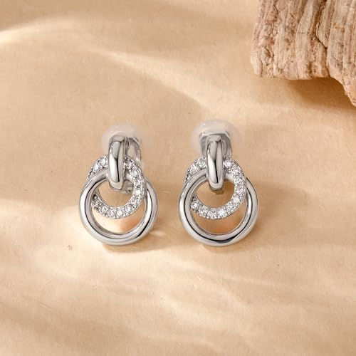 Awinesn Chunky Clip On Earrings for Women Hypoallergenic 14K Gold Plated Knot Link Clip Earrings Geometric Statement Hoop Non Pierced Earrings Jewelry for Women Fashion Trendy Jewelry Gifts - color: small hoop-s