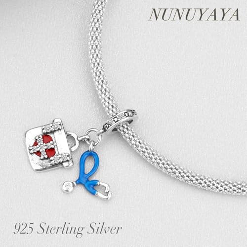 Charms Beads 925 Sterling Silver Animal Heart Flower Friend Dangle Pendant with 5A Cubic fits for Charms Bracelets for Woman Valentine's Day Mother's Day Christmas Graduation Birthday Gift - style: J07-Stethoscope Medical bag Medicine