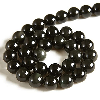 100pcs 6mm Black Obsidian Beads Natural Gemstone Beads Round Loose Beads for Jewelry Making - color: Black Obsidian, size: 6mm