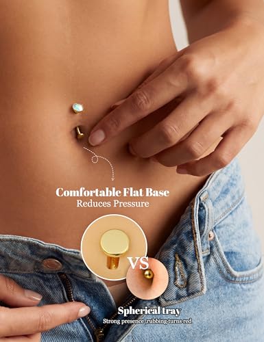 Floating Titanium Belly Button Rings Hypoallergenic G23 Titanium Internally Threaded Belly Ring 14G Belly Piercings for Women Navel Piercings Jewelry - color: gold ab cz