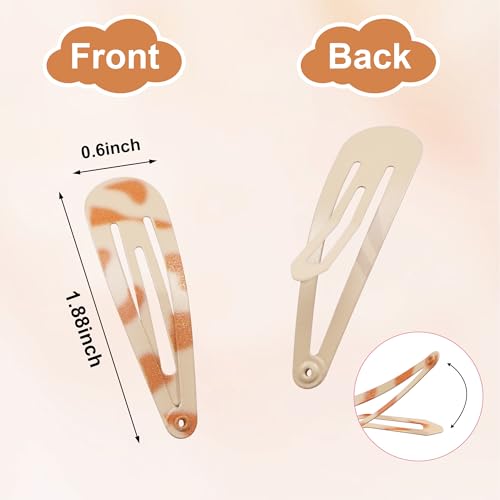 50Pcs 2Inch Hair Snap Clips Leopard Print Cute Hair Pins for Women Girls | Leopard Solid Mix Color Snap Clips 10 Colors 5cm Metal Hair Barrettes Durable Material Clips - color: Leopard