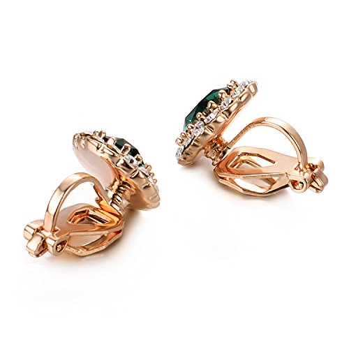 Yoursfs Vintage Crystal Clip On Earrings For Women Platinum Plated Rhinestone Clip On Earrings Non Pierced Oval Shap Cubic Zirconia Earring Hypoallergenic Jewelry - style: Emerald Earrings