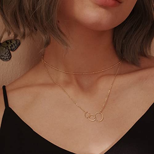 MEVECCO Dainty Pendant Layered Necklaces for Women | 18K Gold Plated Brass, 2-Piece Set With A Choker-Length Upper Layer, Wear Together Or Separately, Refined Everyday Style - style: Layered