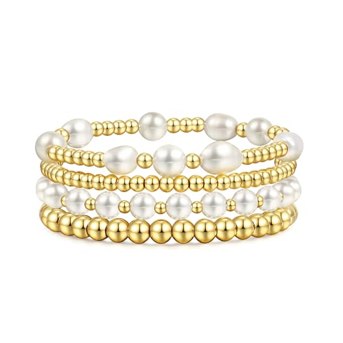 Badu Gold Beaded Bracelets for Women Boho Crystal Multiple Layered Stackable Wrap Bangle Set Paperclip Chain Trendy Jewelry - color: Gold-4Pcs-Pear