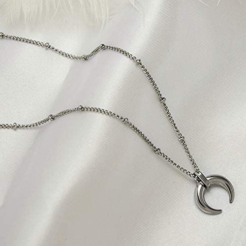 Jude Jewelers Stainless Steel Moon Crescent Half Circle Charm Statement Anniversary Colloar Necklace - color: Silver
