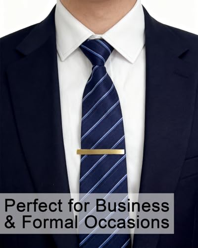 Gold Tie Clips for Men 4-Pack, 2.36in Tie Bar & Pin with Gift Box | Ideal for Wedding Groomsmen & Business, Husband, Boyfriend, Father. Men's Accessories Solid Brass Protects Silk Ties