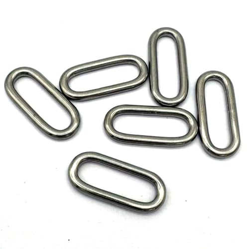Metal Oval Rings Buckles Stainless Steel 316 Oval Rings 11x38mm for Traps Bags Belts DIY,6 Pcs