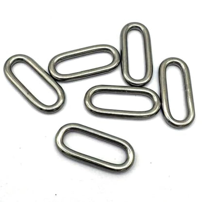 Metal Oval Rings Buckles Stainless Steel 316 Oval Rings 11x38mm for Traps Bags Belts DIY,6 Pcs