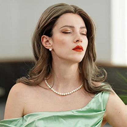Freshwater Cultured AAAAA Quality Genuine Real Pearl Strand Necklace for Women Fine Jewelry Gifts for Her - size: 40.6 cm, 8.5 - 9.5 mm, style: AAA-Round