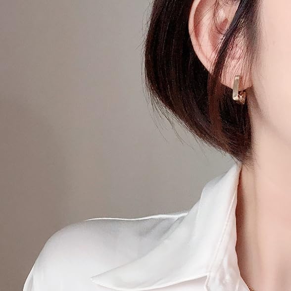 Clip On Hoop Earrings for Women Not Pierced Gold Silver Large Chnky Square Twisted Comfortable Coil Hoop Clip On Earrings - color: Square Hoop Gold