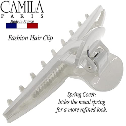 Camila Paris CP3227 French Hair Clip for Women, Narrow, Strong Hold Grip Double Teeth Girls Hair Claw Clips Jaw, Fashion Durable Styling Hair Accessories for Women, Made in France - color: Gray 4"