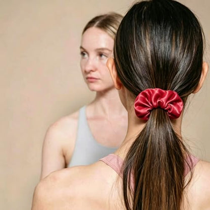 Silk Hair Ties Ponytail Holder Hairs Bow Ropes Elastics Hairtie Accessories Wide 0.8inch on Hair No Damage No Crease for Women Curly Thick Wavy Hair(30Pcs Claret) - color: Claret