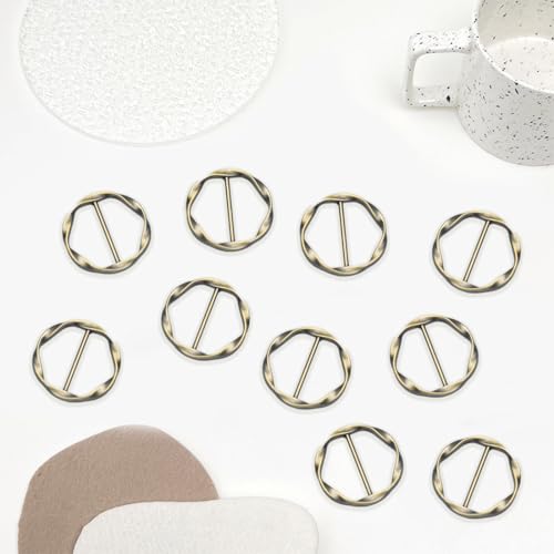18Pcs Shirt Ties Clips for Women Silk Scarf Ring Clip T-Shirt Buckle Ring Clip Metal Round Circle Clip Clothes Clip - color: Bronze