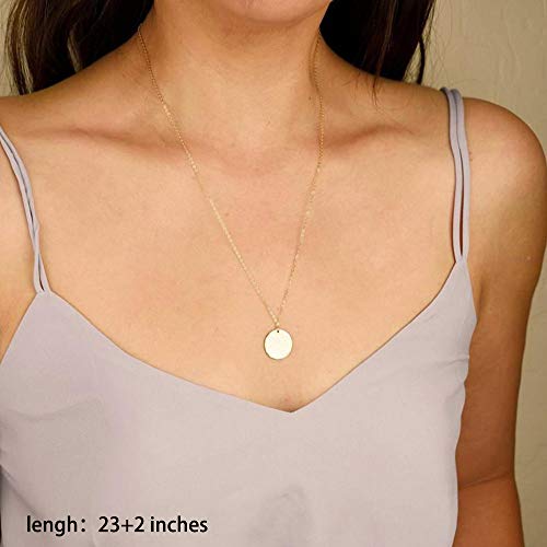 Turandoss Gold Layered Necklaces for Women - 14K Gold Plated Handmade Multilayer Bar Pearls Coin Disc Moon Butterfly Medallion Adjustable Dainty Layered Choker Necklaces for Women Jewelry - style: 3PCS - Coin&Bar&Hammered Disc