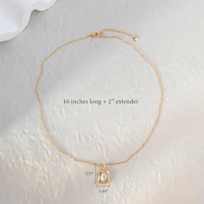 Jean Beau Gold Stone Pendant Necklaces for Women, Chunky Gemstone Dangle Necklace Wedding Prom Fashion Jewelry Gift - color: Square Pearl