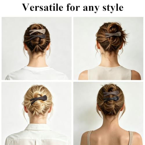 Large Flat Hair Clips for Women, French Flat Claw Clips for Medium Thick Hair | Strong Hold Hair Clips for Styling, Driving, Daily Wear | Beige, Light Dark Brown, Black - 4Pcs - color: Black, Dark Brown, Light Brown, Beige