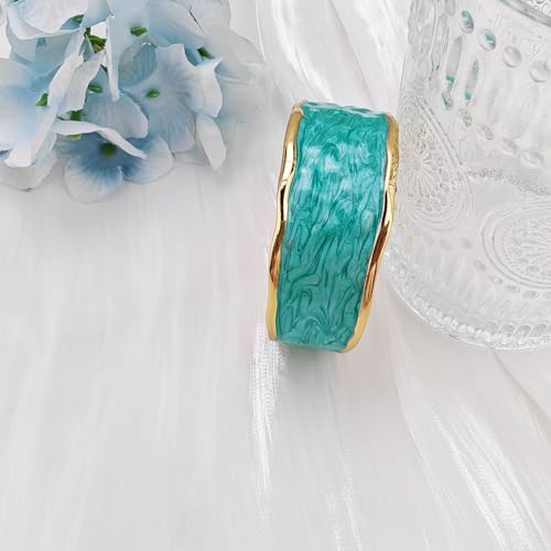 YBMYCM Chunky Shell Cuff Bracelet for Women, Hammered Boho Open Bangle | Adjustable Irregular Wide Bracelets Jewelry Gifts for Women, Perfect for Daily Wear - color: C-Blue