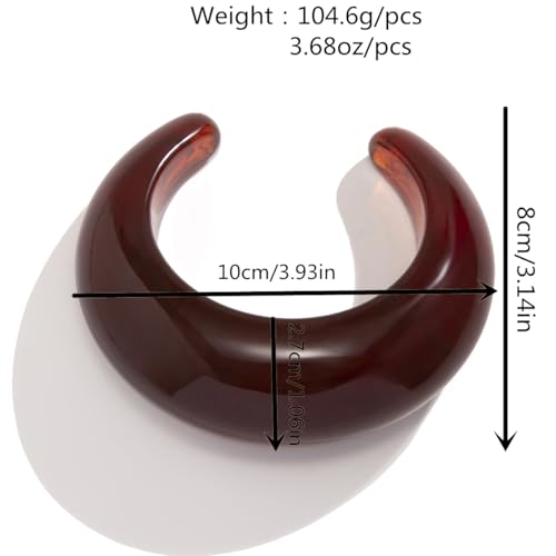 COLORFUL BLING Multicolor Mottled Chunky Acrylic Bangle Thick Wide Resin Geometric Open Cuff Bracelet for Women Wristbands Statement Jewelry - color: Light Brown