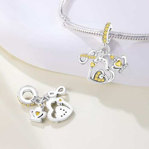 3PCS Birthstone Stone Charms for Charms Bracelet 925 Sterling Silver Infinity Love Heart Crown Dangle Charms Spacer Stopper Beads for Bracelets and Necklaces, Birthday Mother's Day Christmas Gifts For Women. - color: 11 Nov. 3PCS