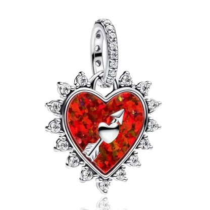 10 Pack Silver Bead Charms for Bracelets and Necklaces Pendant Dangle Beads Jewelry Gifts for Women Charm Set - color: Heart