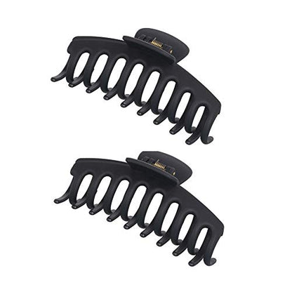 2 Pack Big Hair Claw Clips Nonslip Large Claw Clip for Women and Girls Hair,Strong Hold Grips Hair Accessories 4 Inch (Black) - color: Black
