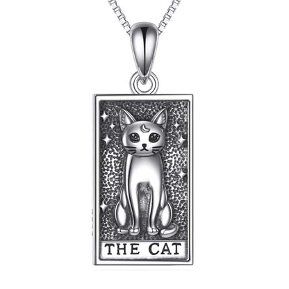 YAFEINI Cat Tarot Necklace 925 Sterling Silver Cat Tarot Pendant Necklace Jewelry Gifts for Women - style: cat
