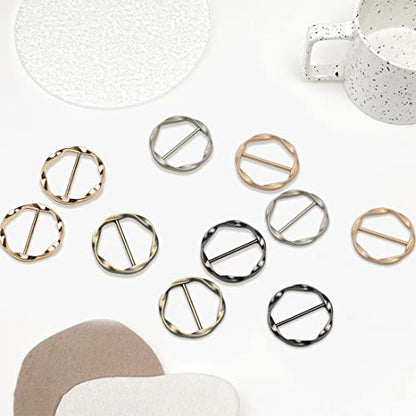 18Pcs Shirt Ties Clips for Women Silk Scarf Ring Clip T-Shirt Buckle Ring Clip Metal Round Circle Clip Clothes Clip - color: 6-colors