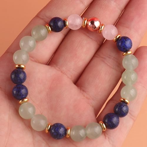 KSQS Healing Stone Bead Bracelet for Women, Natural Gemstones Balance Protection Bracelet, Spiritual Crystal Beads Bracelet Anxiety Relief with Meaning Card - color: Friendship