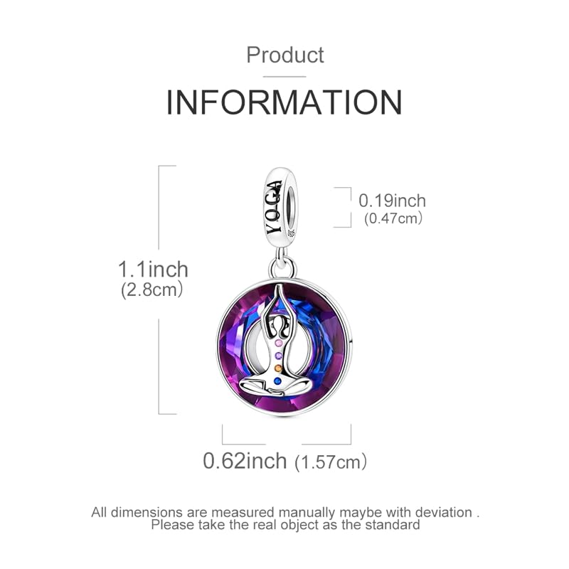 925 Sterling Silver Charms for Bracelets and Necklaces Beads Jewelry Charms for Women - color: Yoga Chakra Charm