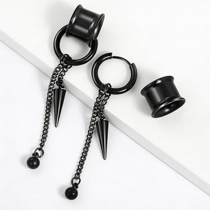 Aienid 2 Pcs Stainless Steel Dangle Gauges, 6mm-20mm Ear Tunnels Expander Plugs Stretcher Piercing Body Jewelry for Men Women - color: Chain, size: 6mm (2G)