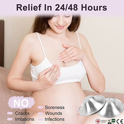 Boboduck Nipple Shields for Nursing Newborn - 925 Silver Nursing Cups Protect Your Nursing Nipple, Newborn Must Haves Nipple Pads, Nipple Covers Protector for Breastfeeding (Standard Size) - size: Standard