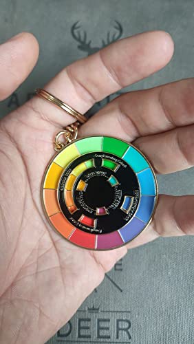 Color Wheel Pin Enamel brooch Spinning Wheel Christmas Gift art pin backpack lapel kawaii pins - style: colour wheel keychain-white+black